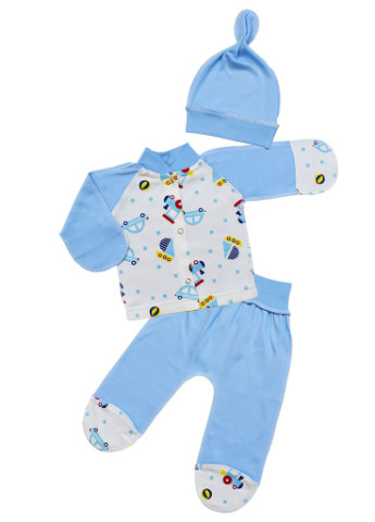 Голубой демисезонный набор в роддом для новорожденного Баранчик БО