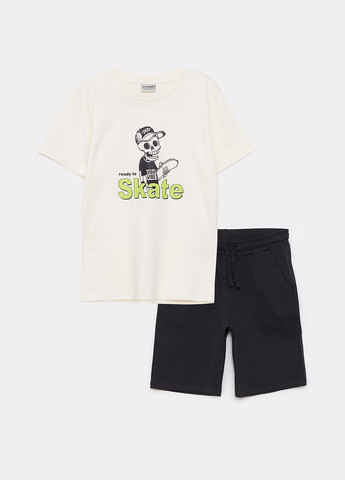 Черно-белый летний комплект (футболка, шорты) LC Waikiki