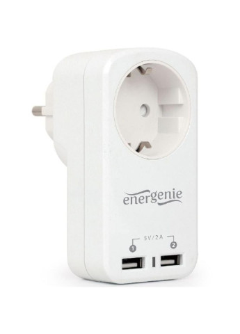 Зарядное устройство (EG-ACU2-01-W) EnerGenie 2 usb по 2.1a со сквозной розеткой (253507321)