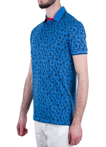 Синяя футболка-поло для мужчин Trussardi Jeans с рисунком