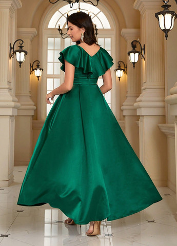 Зеленое кэжуал платье клеш SHEIN однотонное