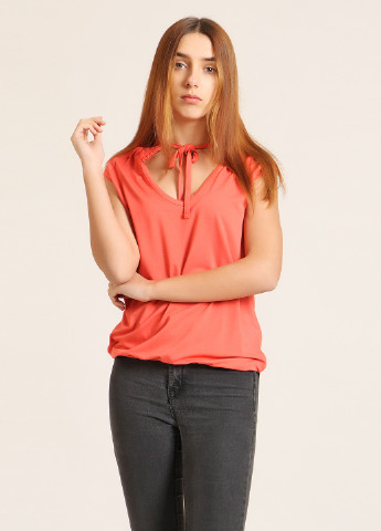 Оранжевая летняя блуза без рукава Diloren