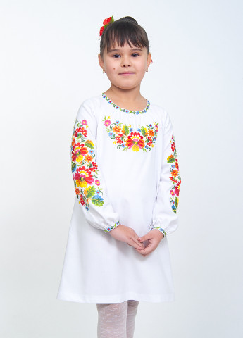 Білий святковий плаття, сукня коротка Vyshyvanka