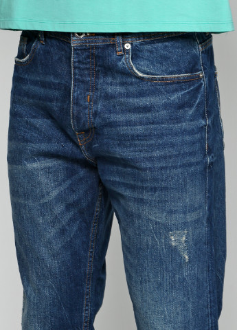 Голубые демисезонные со средней талией джинсы Zara