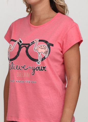 Розовая летняя футболка Life