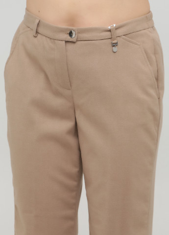 Бежевые кэжуал демисезонные укороченные, прямые брюки Heine