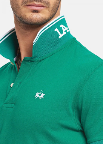 Зеленая футболка-поло для мужчин La Martina однотонная