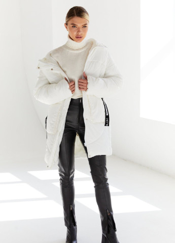 Молочная зимняя молочная куртка с капюшоном Gepur