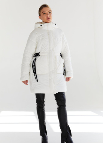 Молочная зимняя молочная куртка с капюшоном Gepur