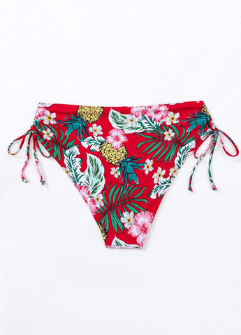 Красные купальные трусики с цветочным принтом SHEIN