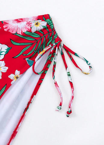 Красные купальные трусики с цветочным принтом SHEIN