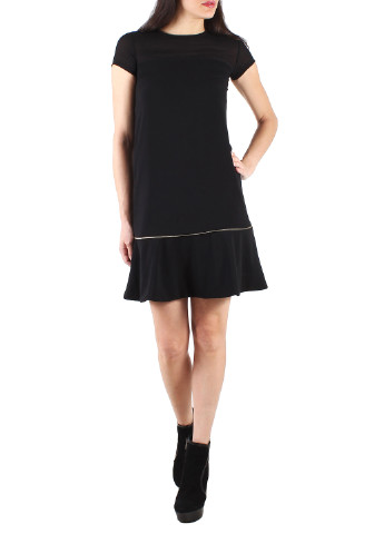 Черное кэжуал платье а-силуэт Made in Italy однотонное