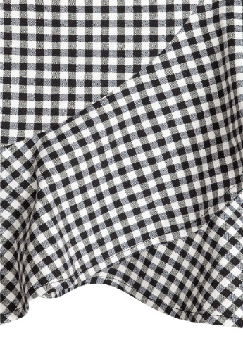 Черно-белая кэжуал в клетку юбка H&M а-силуэта (трапеция)