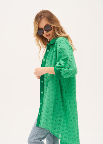 Зеленое повседневный платье рубашка ISSA PLUS однотонное