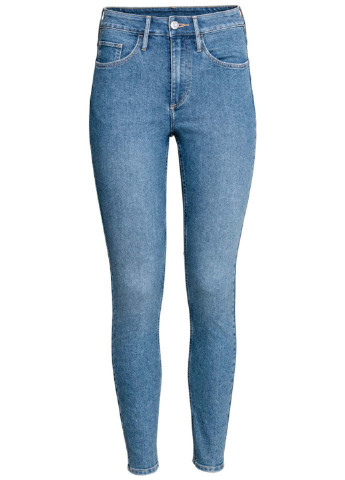 Джинси H&M скінні однотонні синьо-жовті джинсові бавовна
