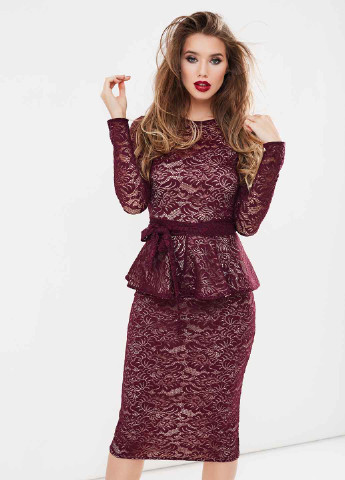Бордовое коктейльное платье New Style однотонное