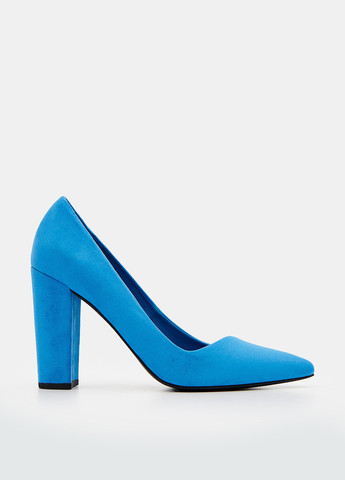 Голубые женские кэжуал туфли на высоком каблуке польские - фото