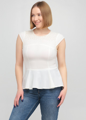 Белая летняя блуза с баской Lipsy