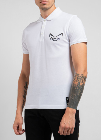 Белая белая футболка-поло с логотипом Fendi