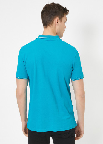 Бирюзовая футболка-поло для мужчин KOTON однотонная