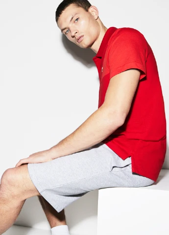 Красная футболка-поло для мужчин Lacoste однотонная