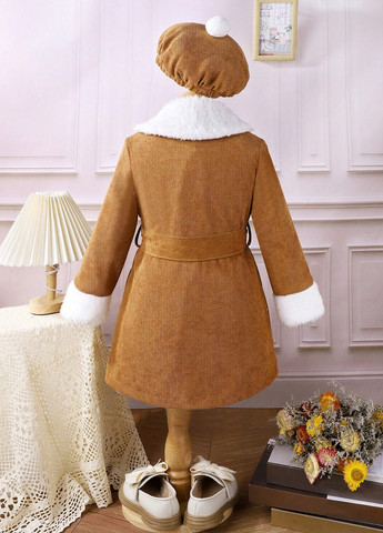 Охряное зимнее Пальто однобортное SHEIN