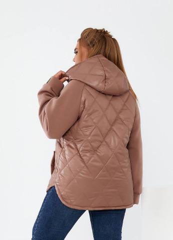 Темно-бежевая женская демисезонная куртка цвета моко р.56/58 376061 New Trend