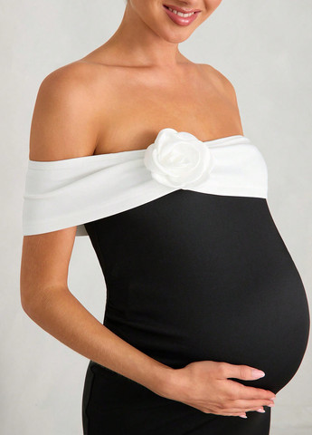 Чорна вечірня, святковий сукня для вагітних годе, а-силует SHEIN однотонна