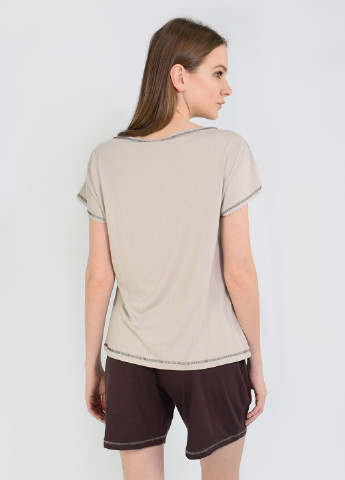 Бежевий демісезонний комплект (футболка, шорти) NEL
