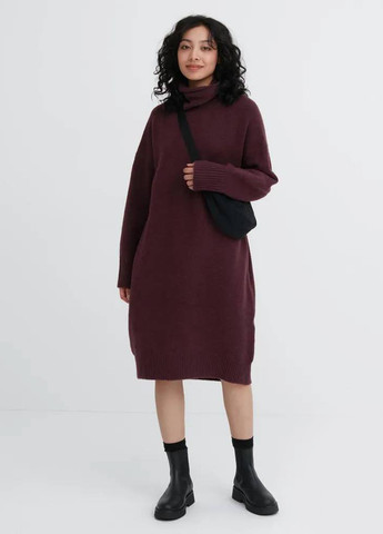 Темно-бордовое кэжуал платье платье-свитер Uniqlo однотонное