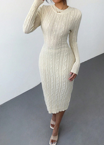 Кремовое кэжуал платье платье-свитер SHEIN однотонное