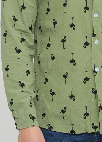 Зеленая кэжуал рубашка фламинго SHEIN