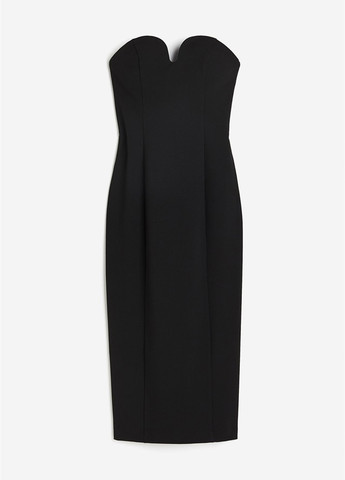 Черное вечернее платье бандо H&M однотонное