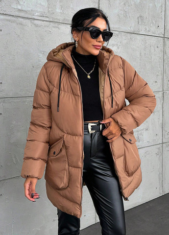 Світло-коричнева демісезонна куртка куртка-пальто SHEIN
