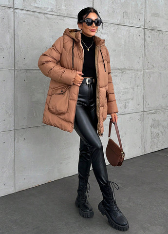 Світло-коричнева демісезонна куртка куртка-пальто SHEIN