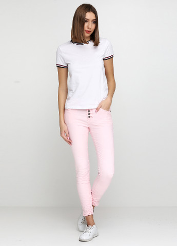 Светло-розовые демисезонные зауженные джинсы Luizacco