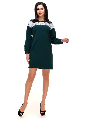 Бутылочное зеленое кэжуал платье Olsa однотонное