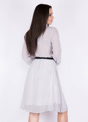 Белое кэжуал платье а-силуэт Time of Style в горошек