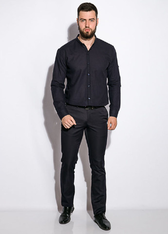 Темно-синяя кэжуал рубашка однотонная Time of Style