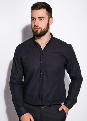Темно-синяя кэжуал рубашка однотонная Time of Style