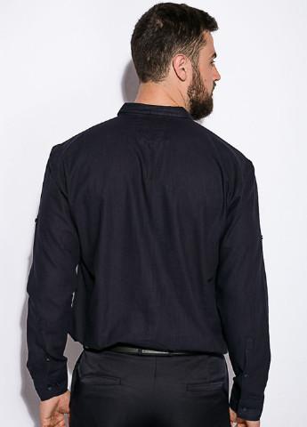 Темно-синяя кэжуал рубашка однотонная Time of Style