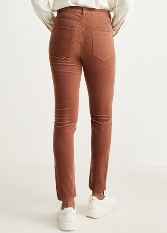 Розово-коричневые кэжуал демисезонные зауженные брюки C&A