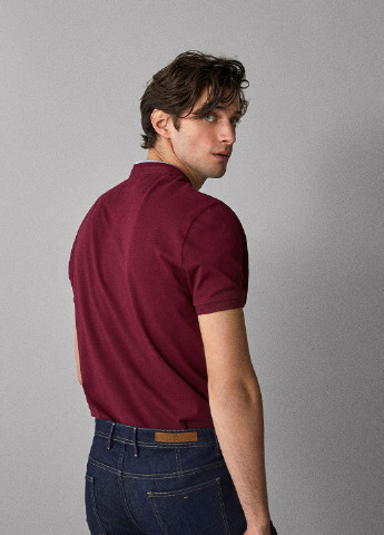 Бордовая футболка-поло для мужчин Massimo Dutti однотонная