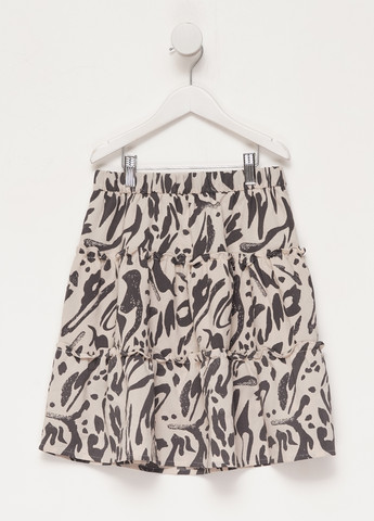 Серо-бежевая кэжуал с абстрактным узором юбка H&M