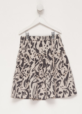 Серо-бежевая кэжуал с абстрактным узором юбка H&M