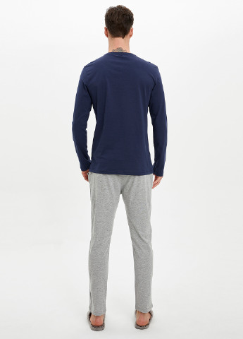 Комплект(штани, реглан) DeFacto лонгслив + брюки синя домашня трикотаж, бавовна