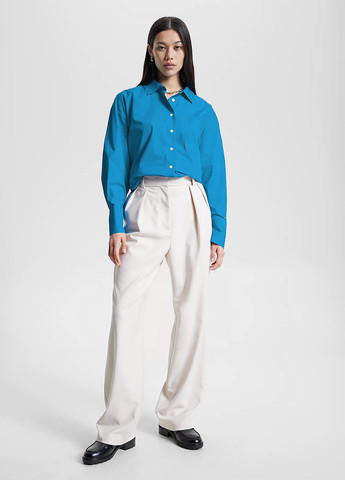 Темно-голубой кэжуал рубашка однотонная Tommy Hilfiger