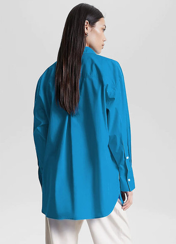 Темно-голубой кэжуал рубашка однотонная Tommy Hilfiger