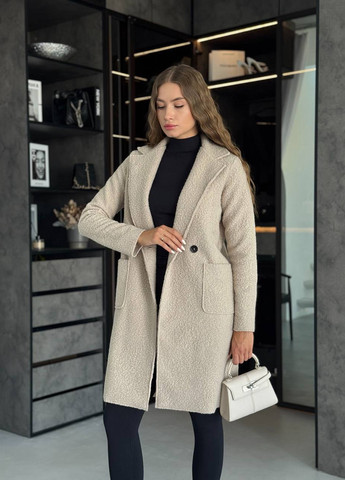 Бежевое демисезонное Пальто двубортное No Brand
