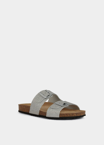 Серебряные шлепанцы Geox с перфорацией